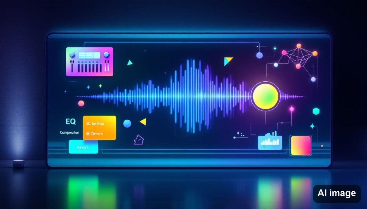 An online course interface showing lessons on audio engineering and music production.