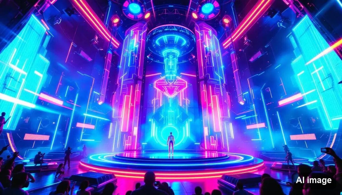 Ein berühmtes VR Konzert, das Geschichte geschrieben hat, mit einem Künstler auf der Bühne.