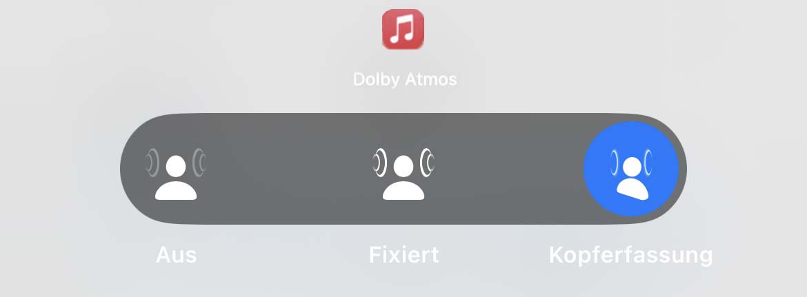 iOS spatial audio switch for Apple Music in Dolby Atmos with head tracking active