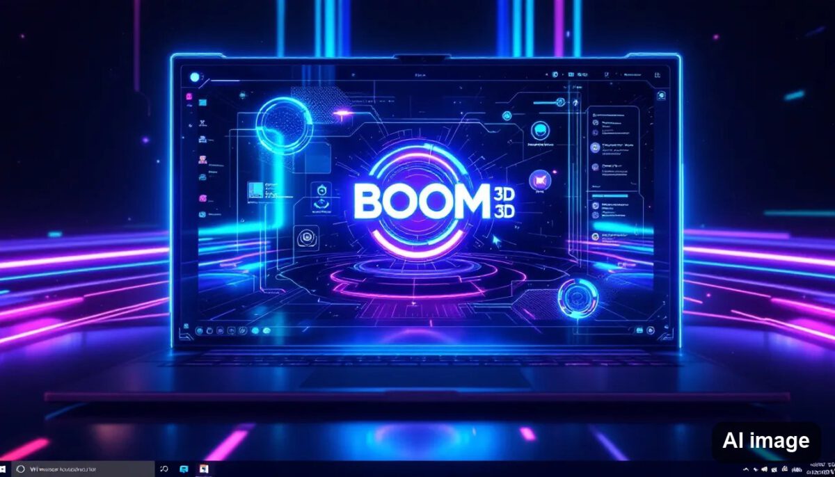 Die Benutzeroberfläche von Boom 3D auf einem Windows 10 Desktop.