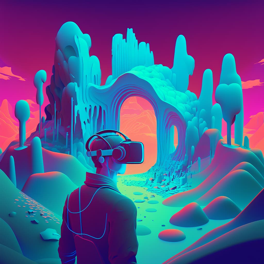 Person taucht mit VR-Brille und 3D-Sound in eine neue Realität ein
