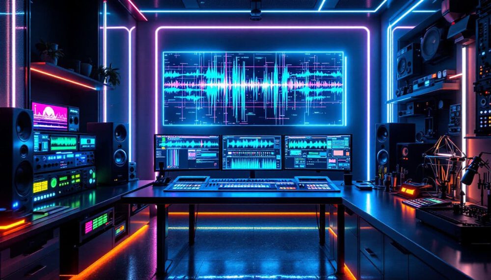 View into futuristic sound studio