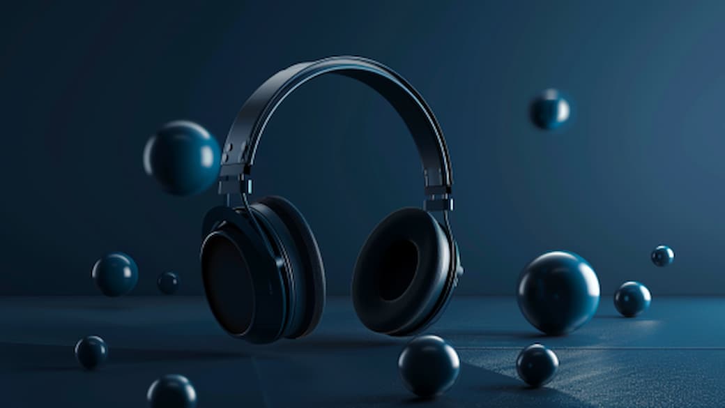 Studio-Kopfhörer Nahaufnahme auf dunklem Hintergrund