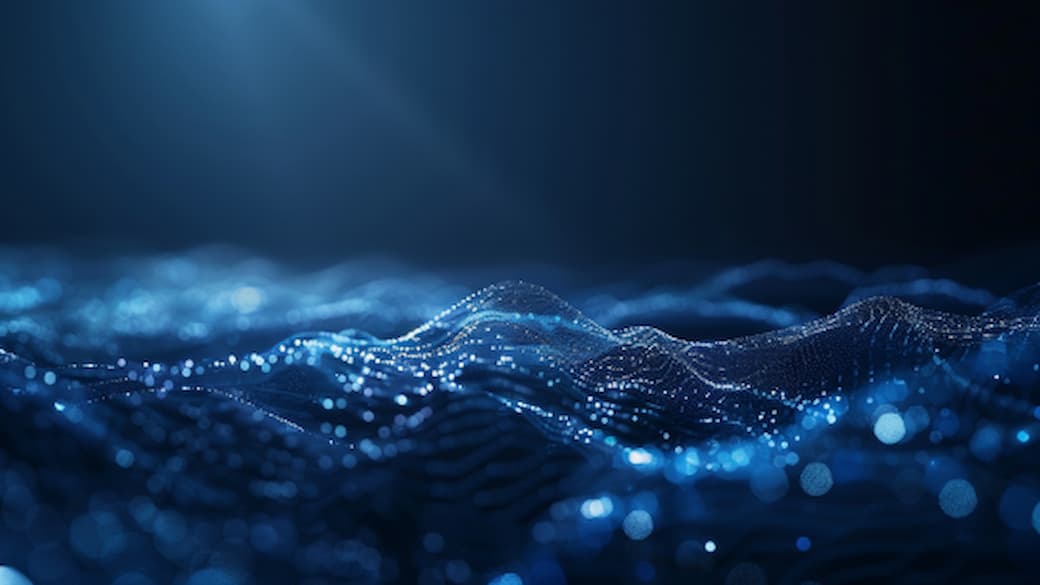 Abstrakte Wellenstruktur in dunklem Blau