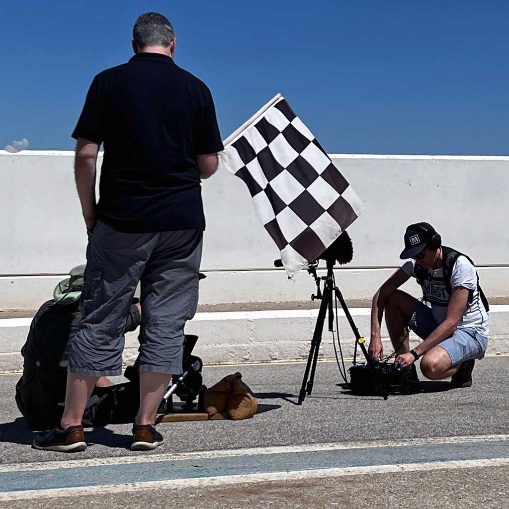 Chequered flag on a race track