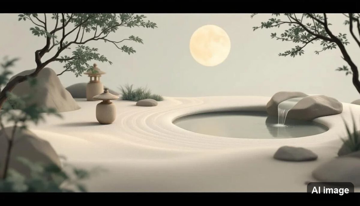 Screenshot einer beliebten Meditations-App in einer virtuellen Realität.