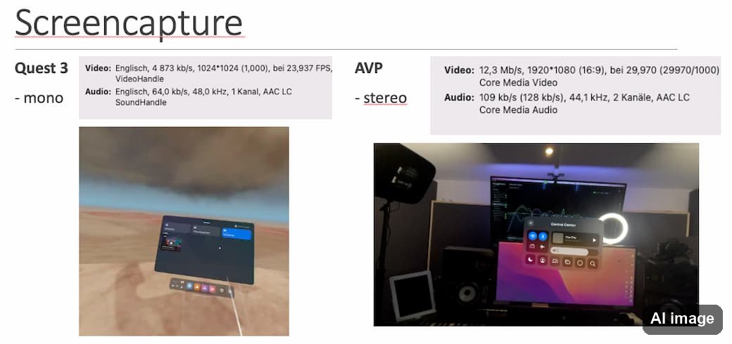 Apple Vision pro vs. Meta quest 3 screencapture