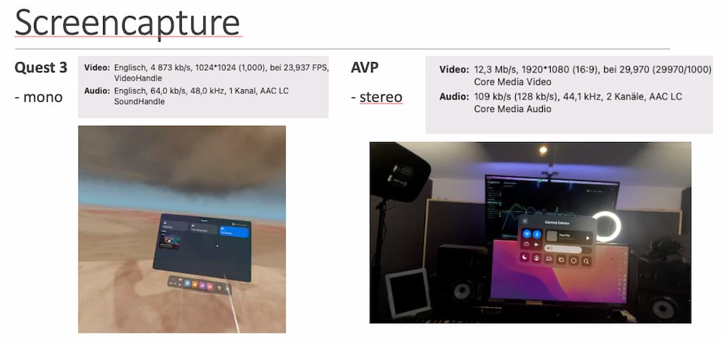 Apple Vision pro vs. Meta quest 3 screencapture