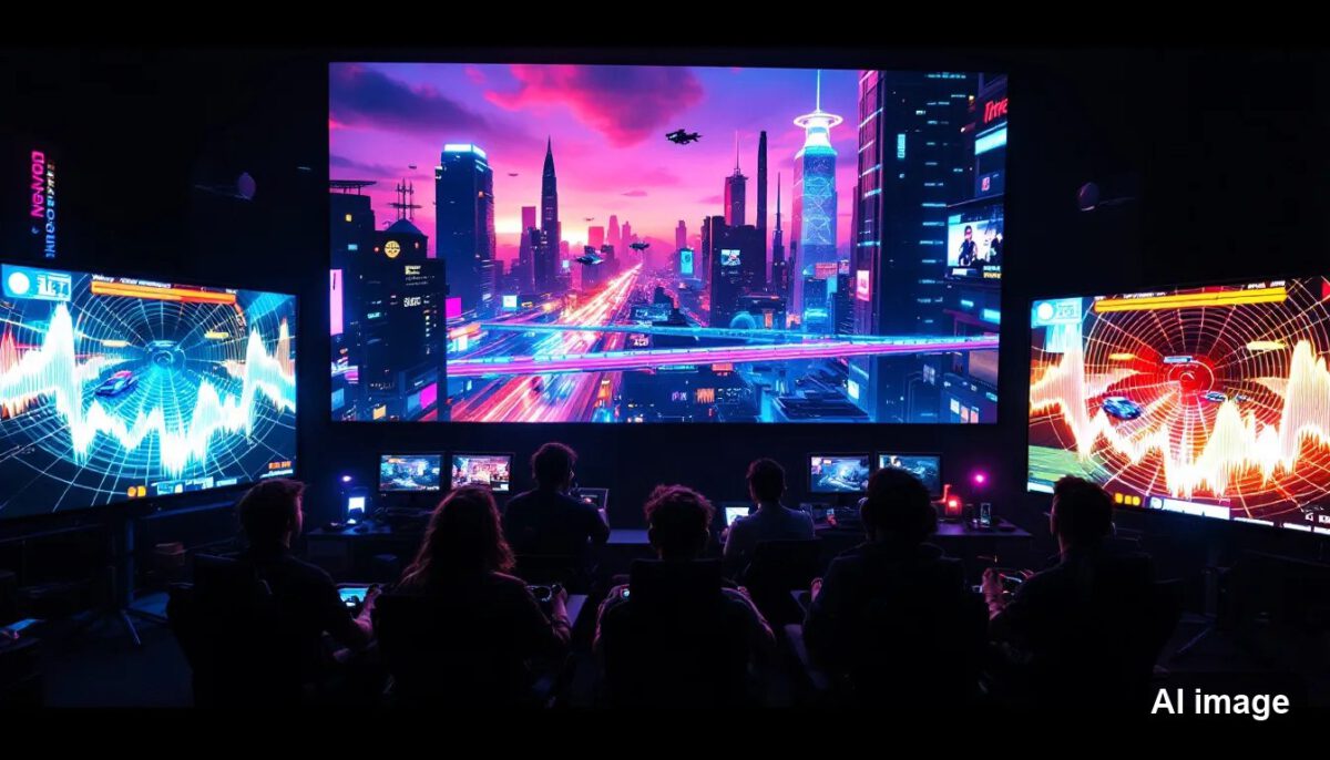 Screenshots of games that make the most of 3D audio, including Cyberpunk