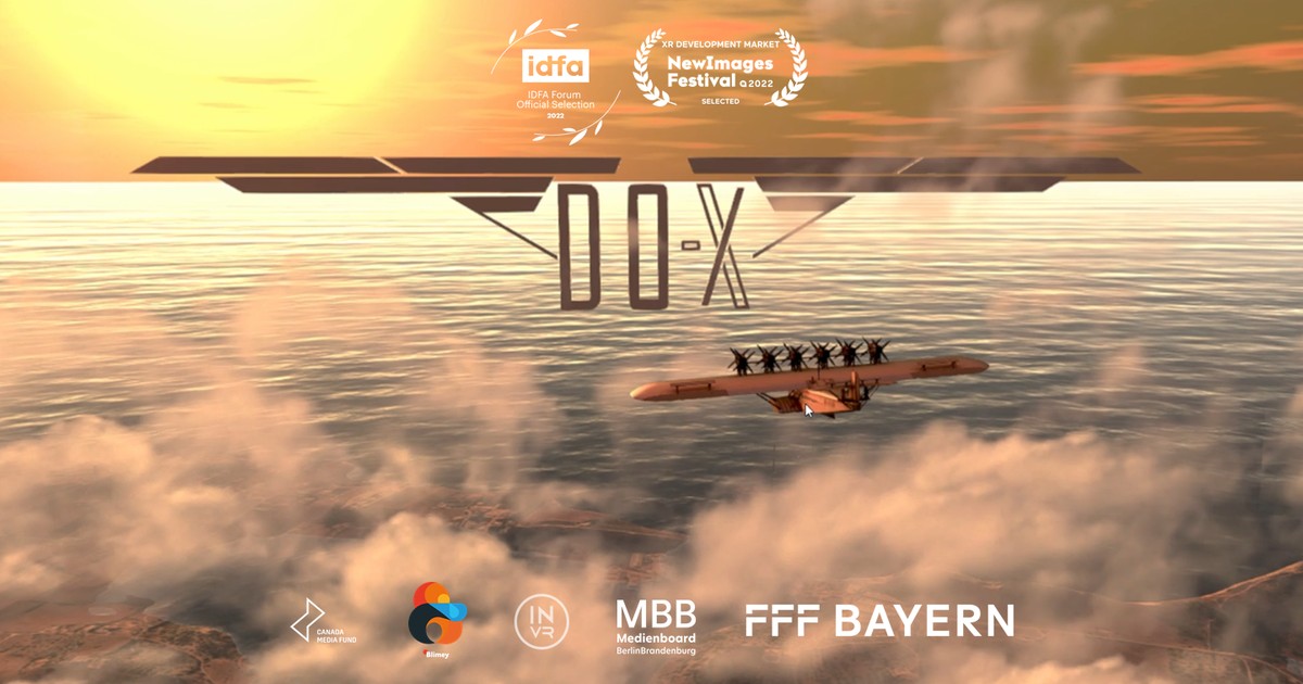 Keyart zu DO-X: das Flugboot Dornier Do X ueber einer Wolkendecke, darueber der Titel DO-X