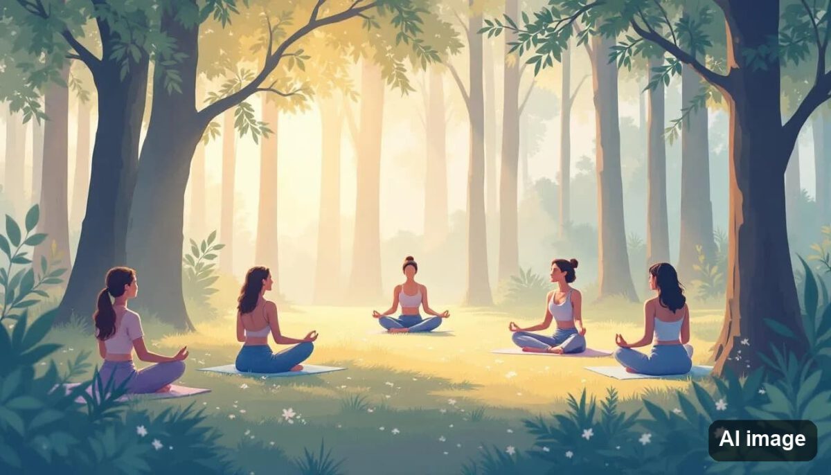 Verschiedene Breathwork-Methoden werden durch eine Gruppe von Menschen demonstriert.