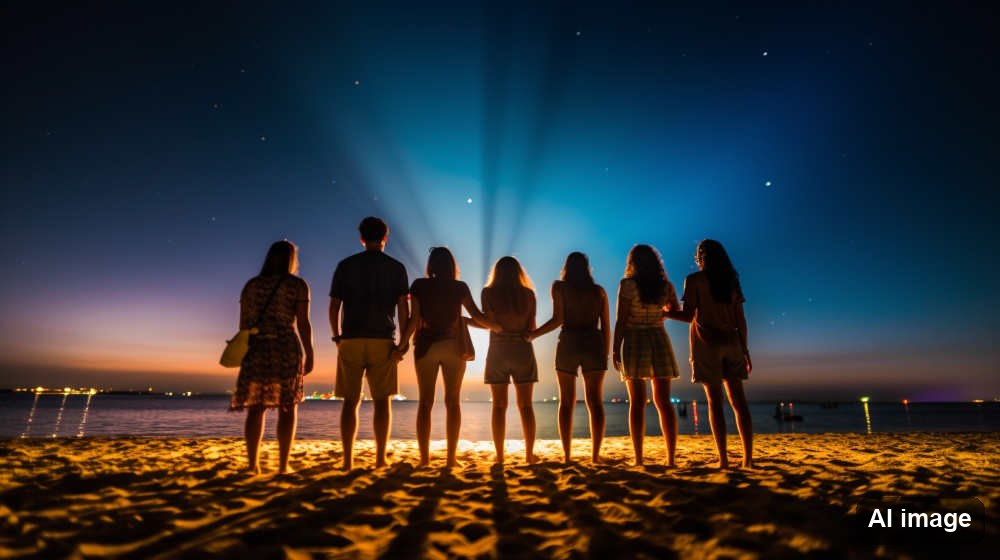 Friends having fun at the beach.