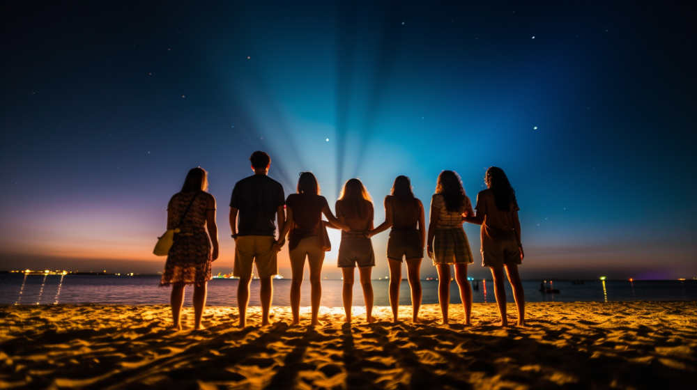 Friends having fun at the beach.
