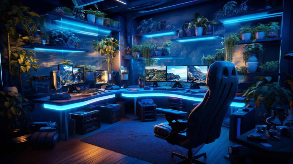 A gaming room straight out of the future.