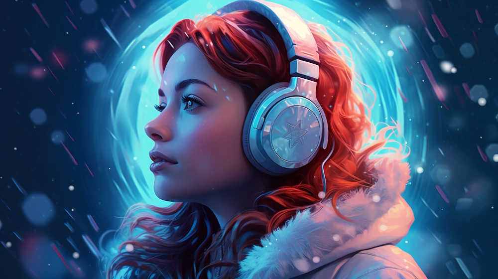 A girl listening to binaural beats.