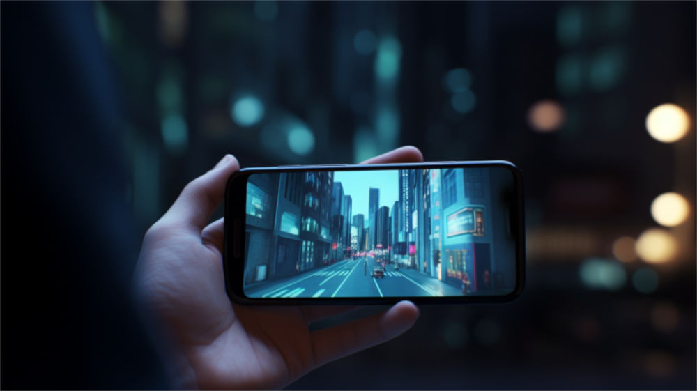 Jemand schaut sich auf dem Handy ein Online Konzert an.