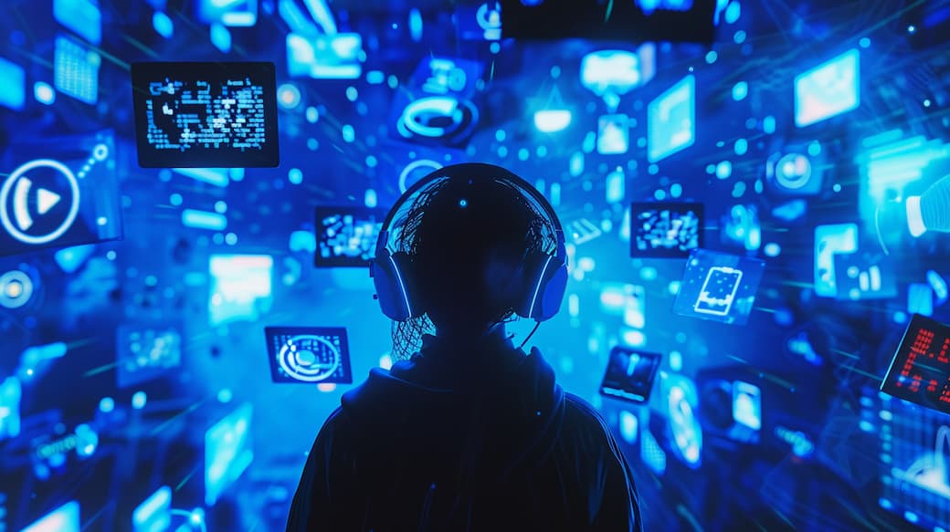 Darstellung von Audioformat-Verwirrung durch unterschiedliche Logos und unklare Kennzeichnung auf Musik- und Videoplattformen.