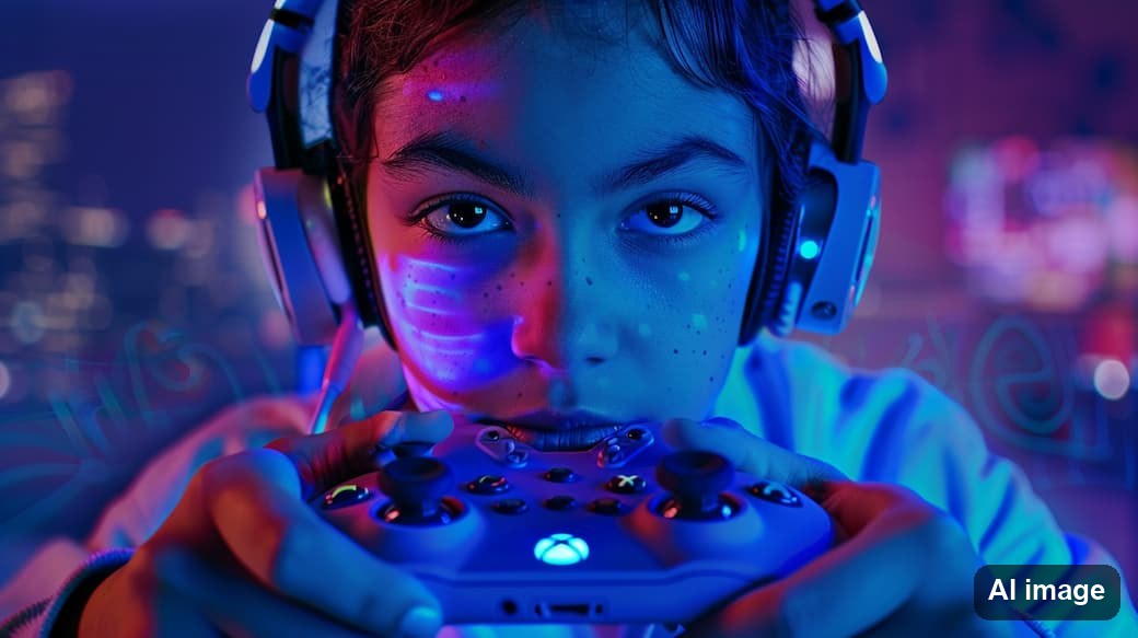 Ein Mensch beim Spielen mit einem Controler
